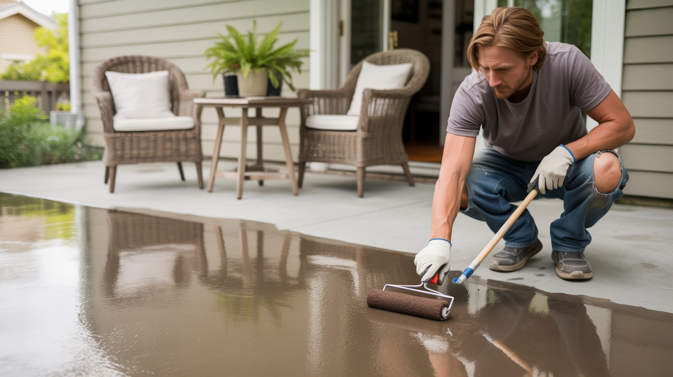 how to restain concrete patio